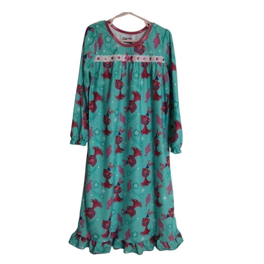 Dreamworks Nightgown Trolls Long Sleeves Flannel Nightie Girls sz 6‎